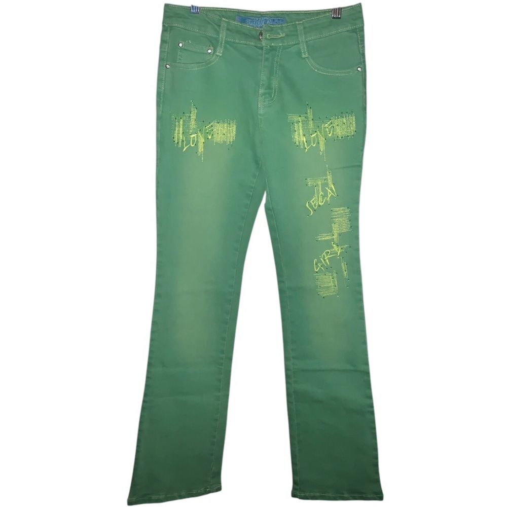 Y2K vintage AODISI green low waist jeans